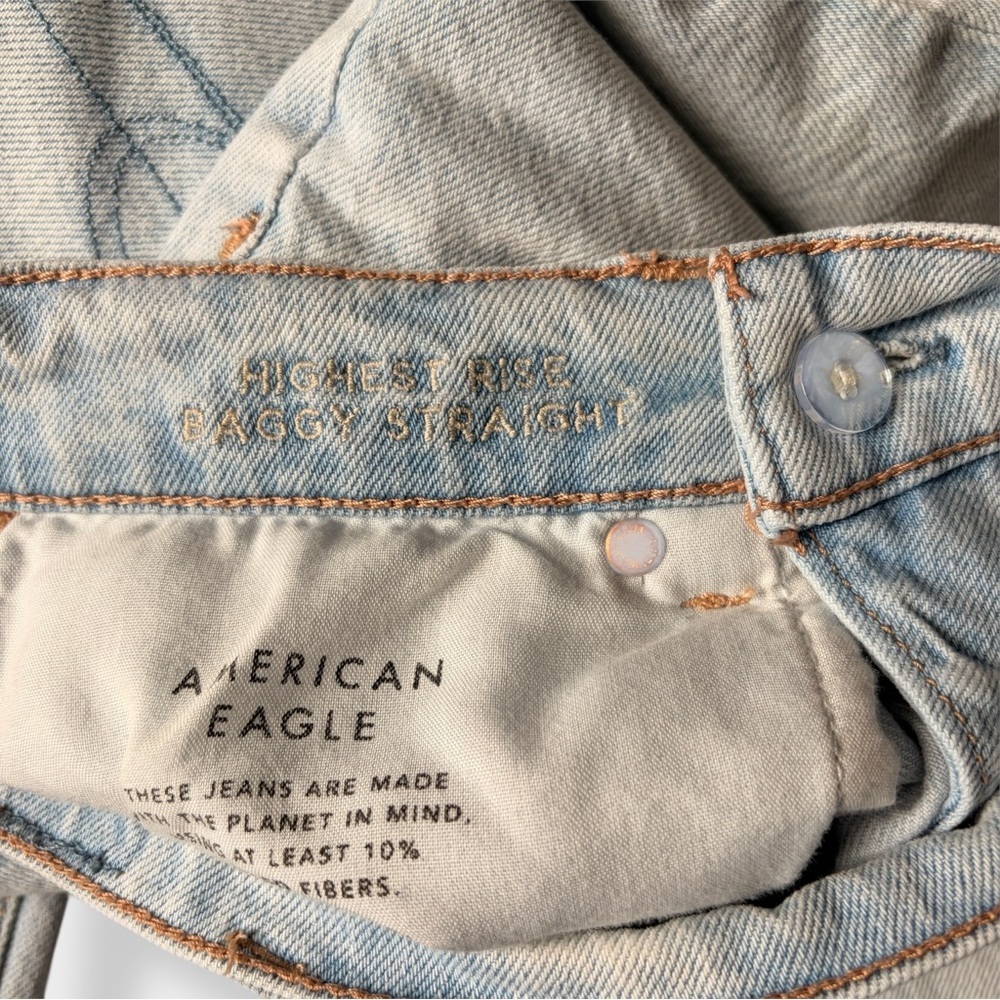 American Eagle Highest Rise Baggy Straight Jeans – Size 4 Short Light Blue - Picture 8 of 11